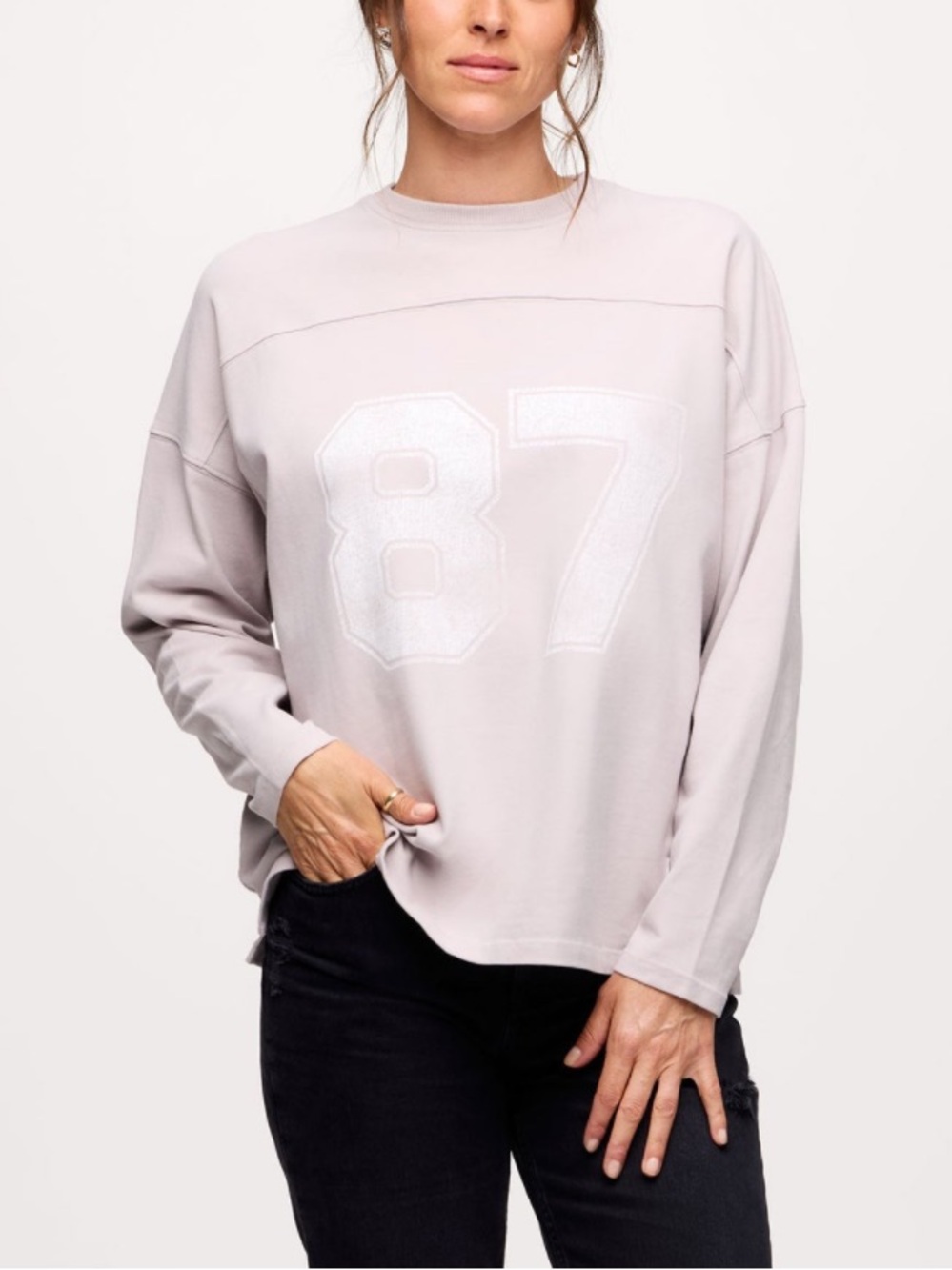Nuuds League Long Sleeve Sporty Tee Sz Medium Fog Grey